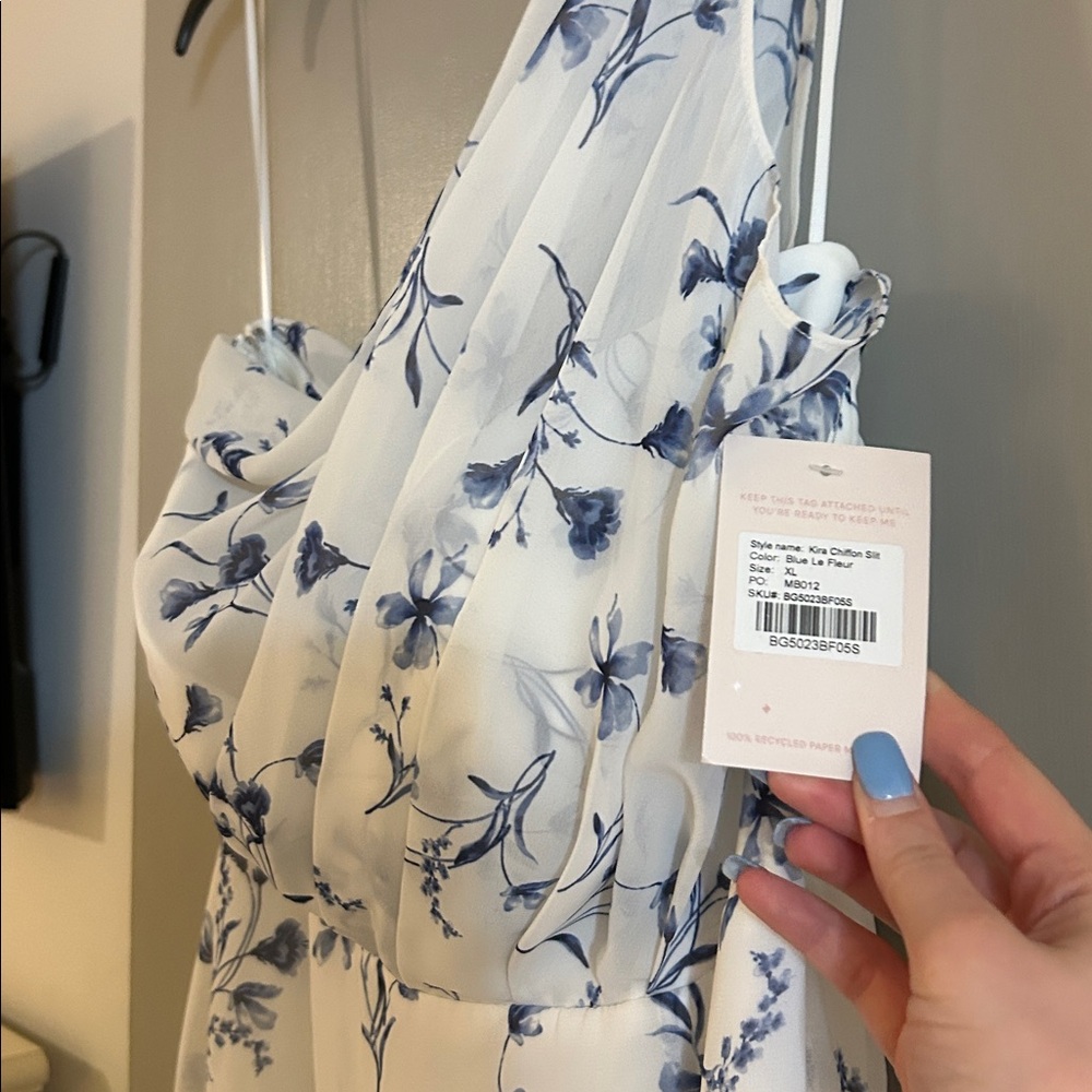 NWT Birdy Grey Kira Dress Chiffon Blue Le Fleur Bridesmaid Wedding Dress XL - Picture 6 of 15